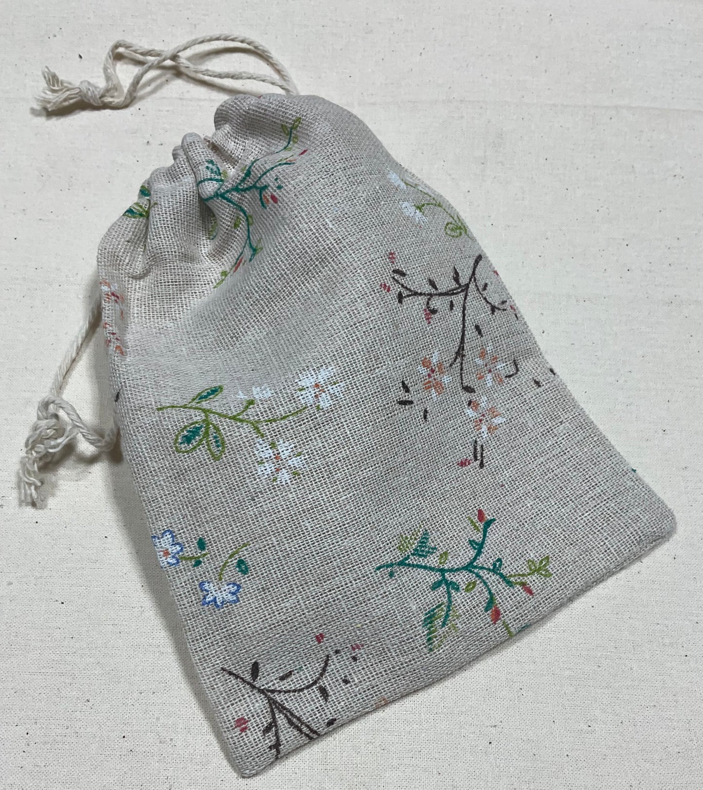 100% Cotton Floral Gift Bag 5”x7”